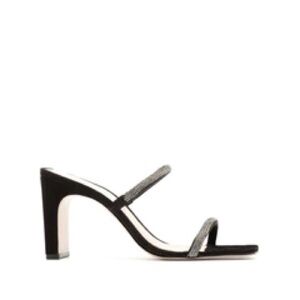 Schutz Salwa Sandal - 7 / Black / Nubuck & Rhinestone